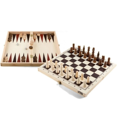 Табла и шах в дървена кутия
