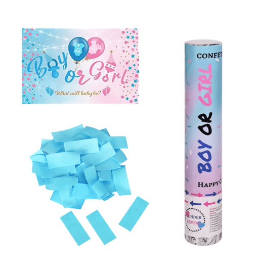 Конфети с въздух под налягане BOY or GIRL - сини ленти