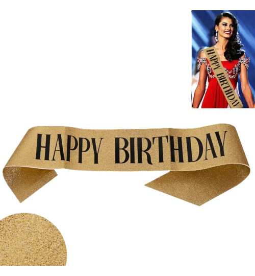 Брокатена лента Happy Birthday