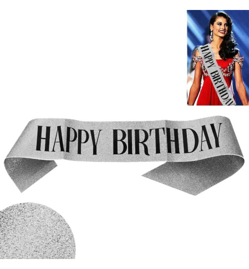 Брокатена лента Happy Birthday