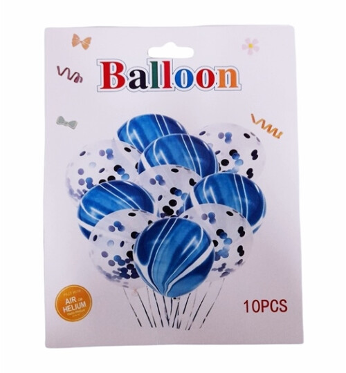 Комплект балони с конфети -  10 броя сини