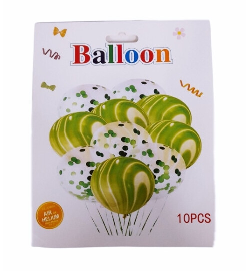 Комплект балони с конфети -  10 броя зелени