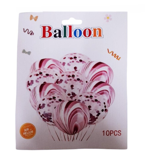 Комплект балони с конфети -  10 броя лилави