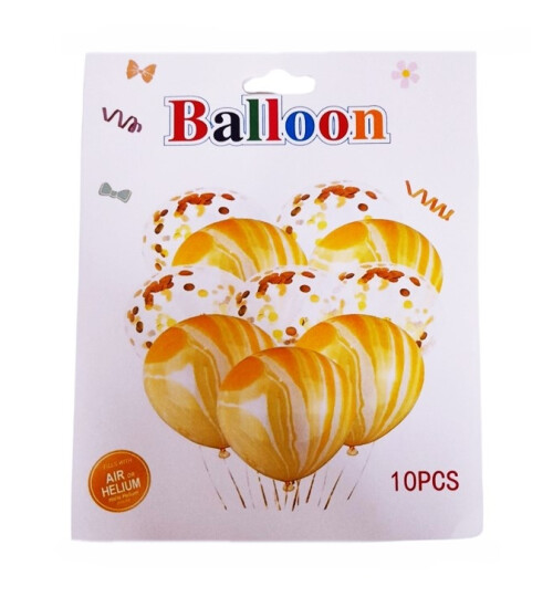 Комплект балони с конфети -  10 броя оранжеви
