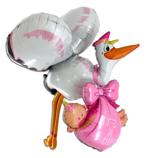 Фолиев балон Щъркел с бебе 3D