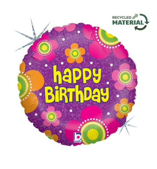 Балон с цветя Happy Birthday