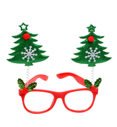 Коледни очила елхички - зелени