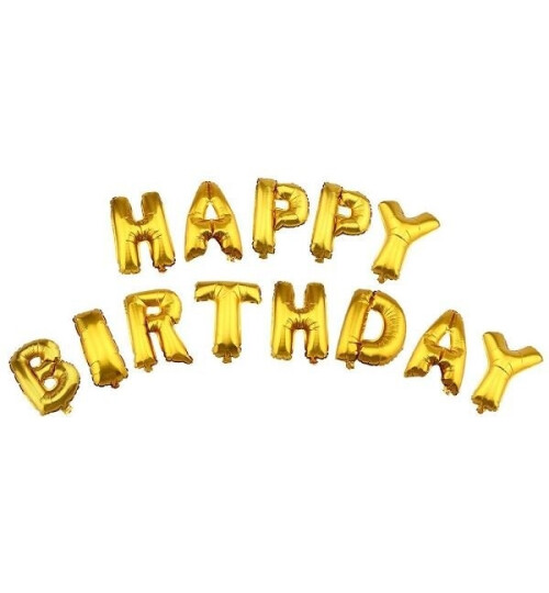 Фолиеви балони букви Happy Birthday златни