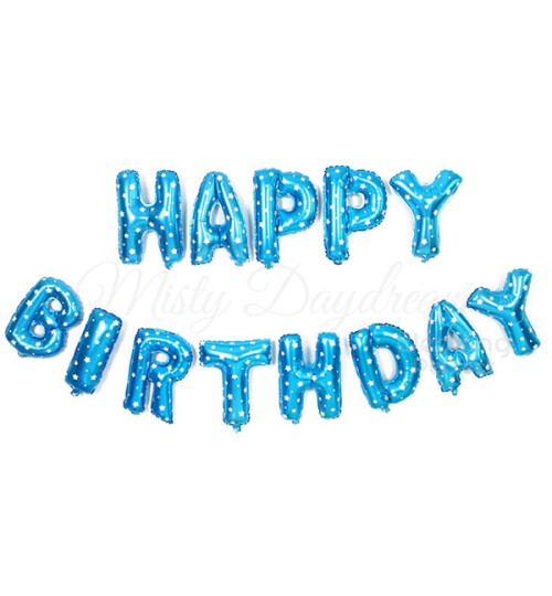Фолиеви балони букви Happy Birthday със звездички
