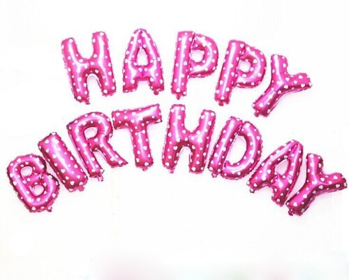Фолиеви балони букви Happy Birthday със сърчица