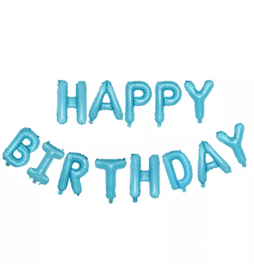 Фолиеви балони букви Happy Birthday светло сини
