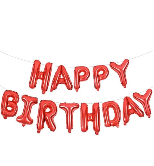 Фолиеви балони букви Happy Birthday червени