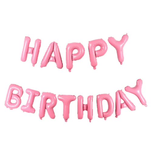 Фолиеви балони букви Happy Birthday розови