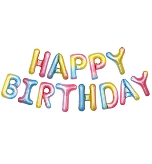 Фолиеви балони букви Happy Birthday многоцветни