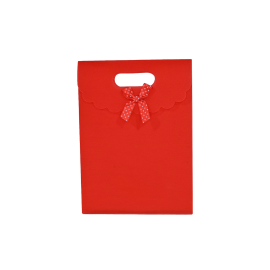 Торбички с панделка пластик червена