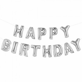 Фолиеви балони букви Happy Birthday сребърни
