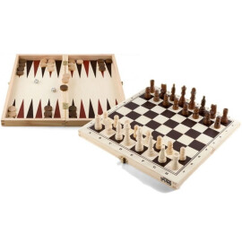 Табла и шах в дървена кутия