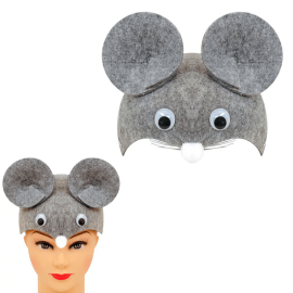 Карнавална шапка мишка сива