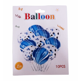 Комплект балони с конфети -  10 броя сини