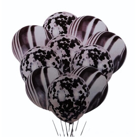 Комплект балони с конфети -  10 броя черни