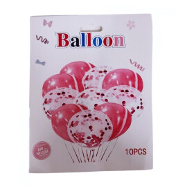 Комплект балони с конфети -  10 броя червени