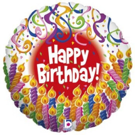Балон Happy Birthday със свещички