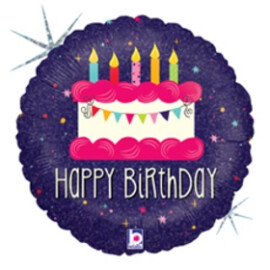 Балон Happy Birthday торта със свещички