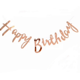 Парти надпис Happy Birthday розово злато