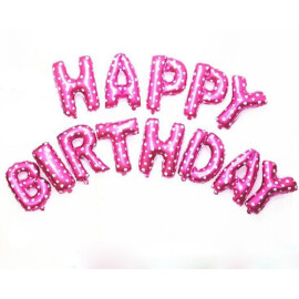 Фолиеви балони букви Happy Birthday със сърчица
