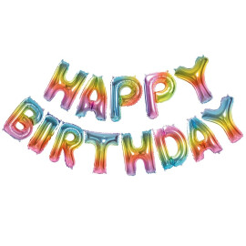 Фолиеви балони букви Happy Birthday - дъга