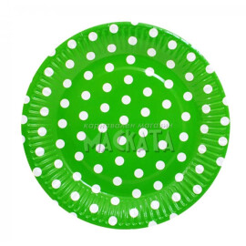 Парти чинии зелени на бели точки - 18 см