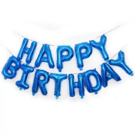 Фолиеви балони букви Happy Birthday сини